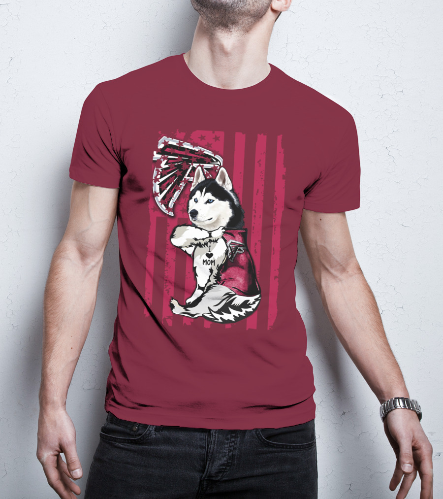 Siberian Husky I Love Mom Atlanta Falcons T-Shirt