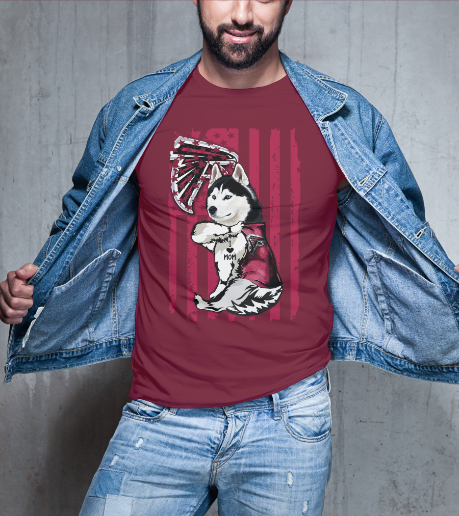 Siberian Husky I Love Mom Atlanta Falcons T-Shirt