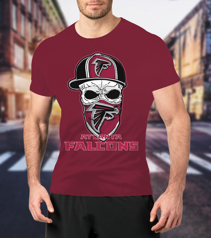 Atlanta Falcons Skull Hat Mask T-Shirt