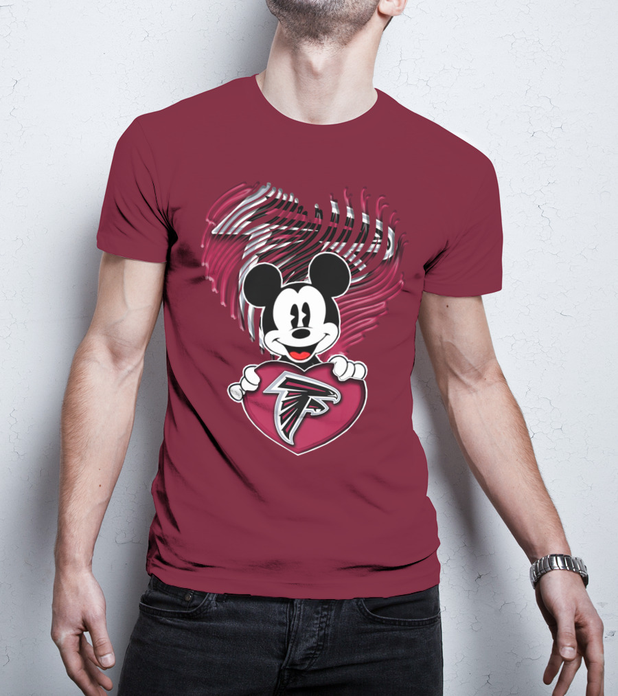 Mick Holding Atlanta Falcons Heart With Falcons Logo And Stylized T-Shirt