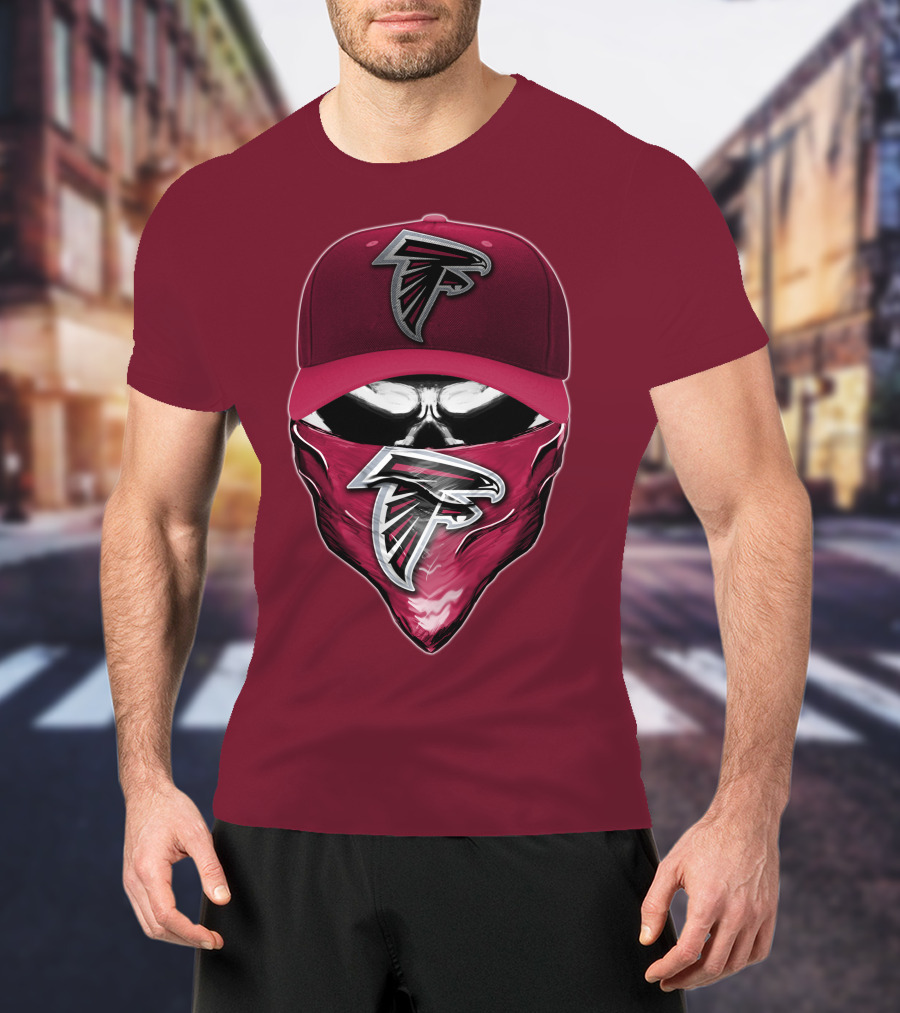 Atlanta Falcons Skull Bandana Hat T-Shirt