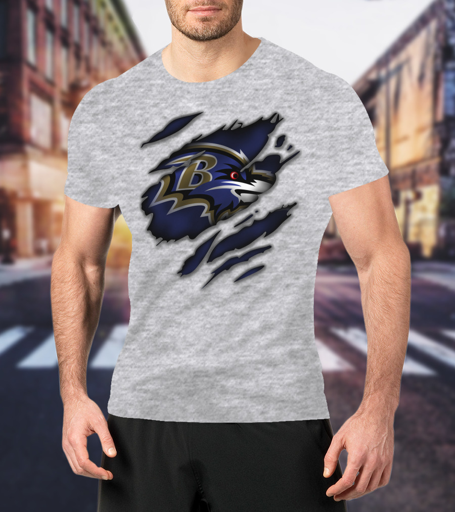 Baltimore Ravens Fierce Logo Claw Marks T-Shirt
