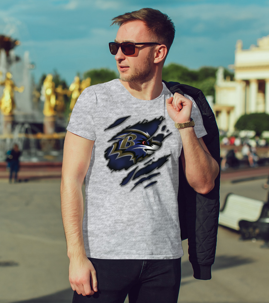 Baltimore Ravens Fierce Logo Claw Marks T-Shirt