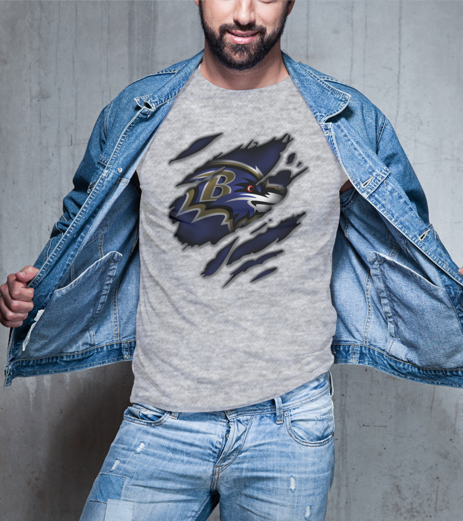 Baltimore Ravens Fierce Logo Claw Marks T-Shirt