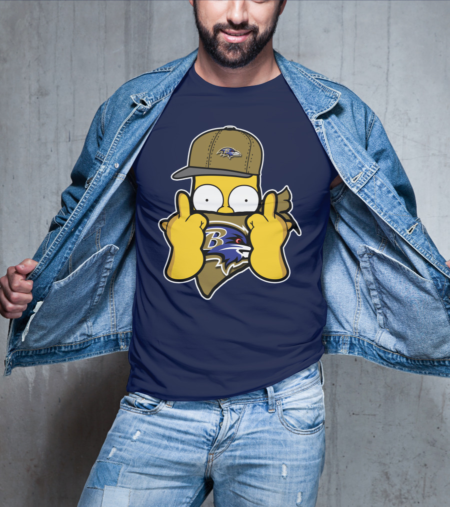 Baltimore Ravens Homer Simpson Parody Nfl Logo T-Shirt