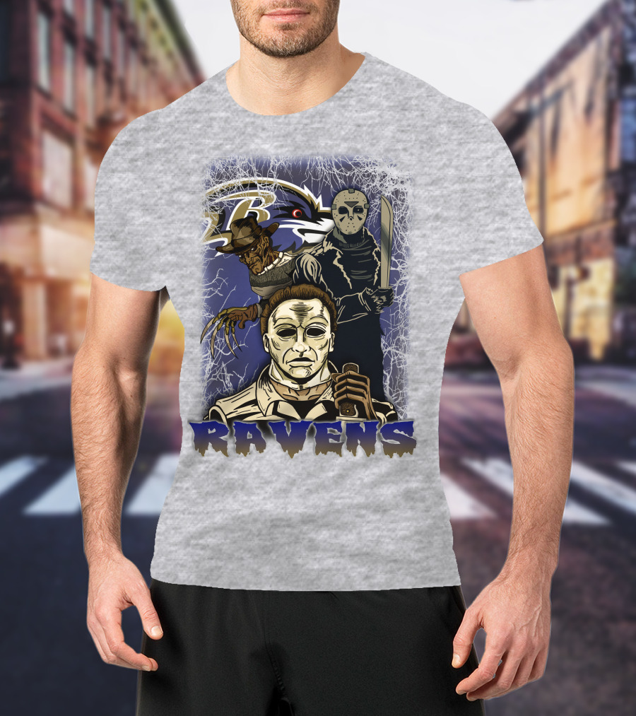 Baltimore Ravens Horror Movie Crossover 35 T-Shirt
