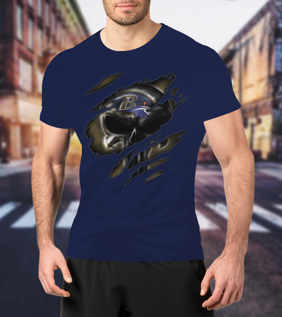 Baltimore Ravens Skull T-Shirt