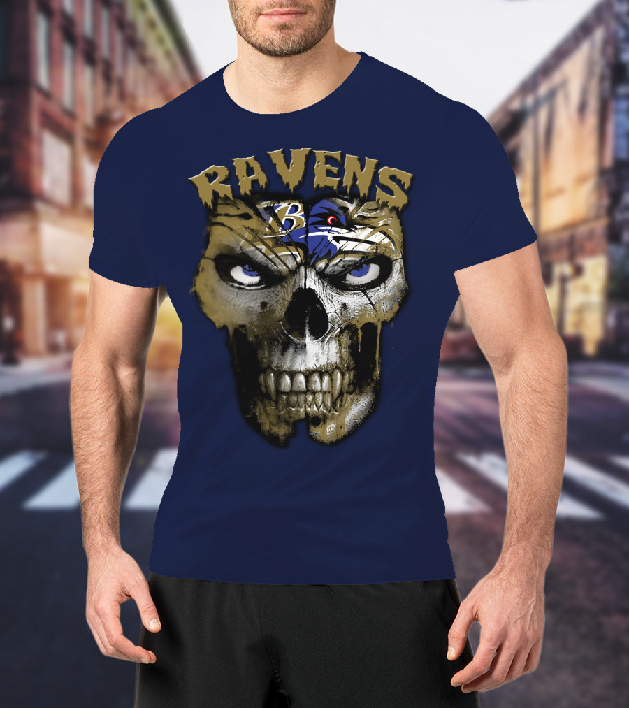 Ravens Baltimore Skull B Logo T-Shirt