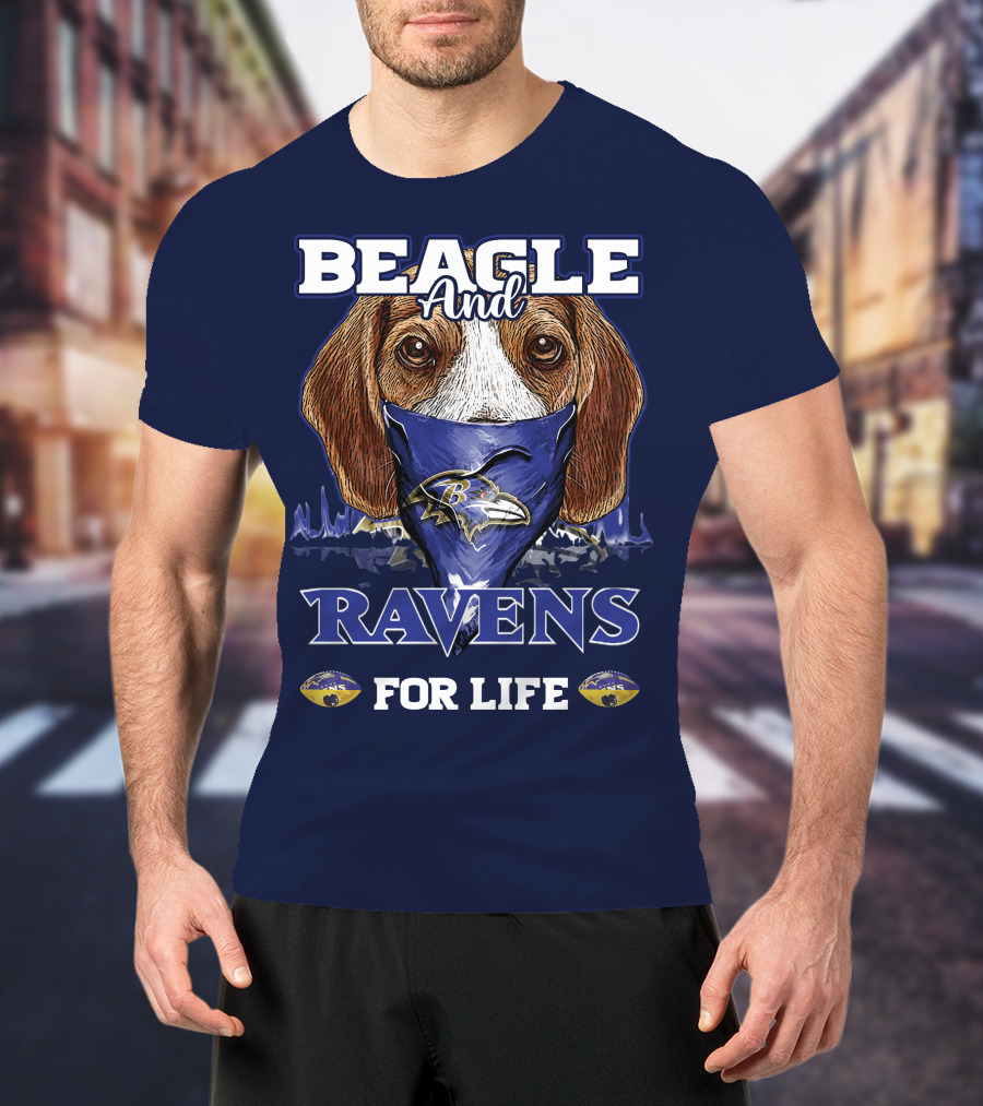 Beagle And Ravens For Life Baltimore Ravens T-Shirt