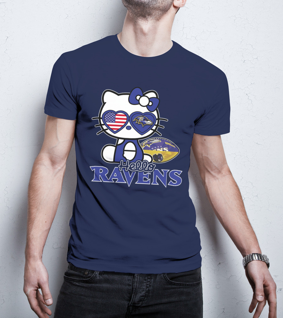 Hello Kitty Ravens Baltimore American Football Fan Cat Toy T-Shirt