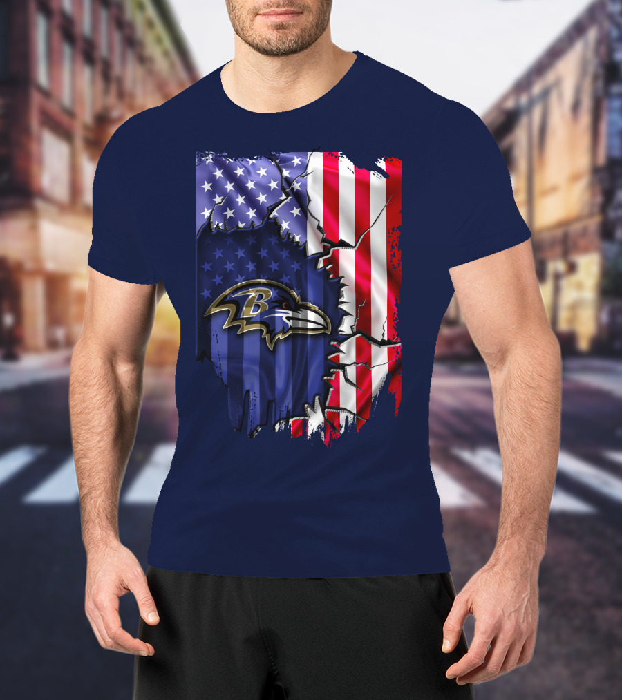 Baltimore Ravens American Flag T-Shirt