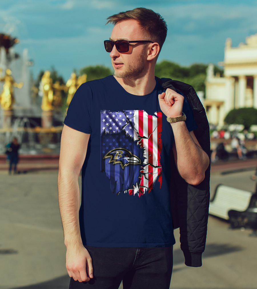 Baltimore Ravens American Flag T-Shirt