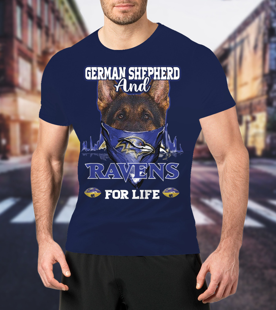 German Shepherd And Ravens For Life Baltimore Ravens T-Shirt