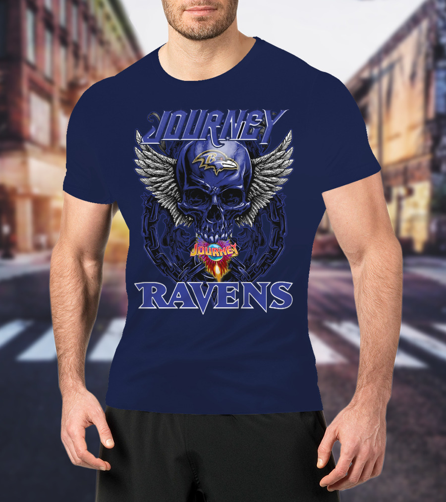 Journey Ravens Winged Skull Baltimore T-Shirt