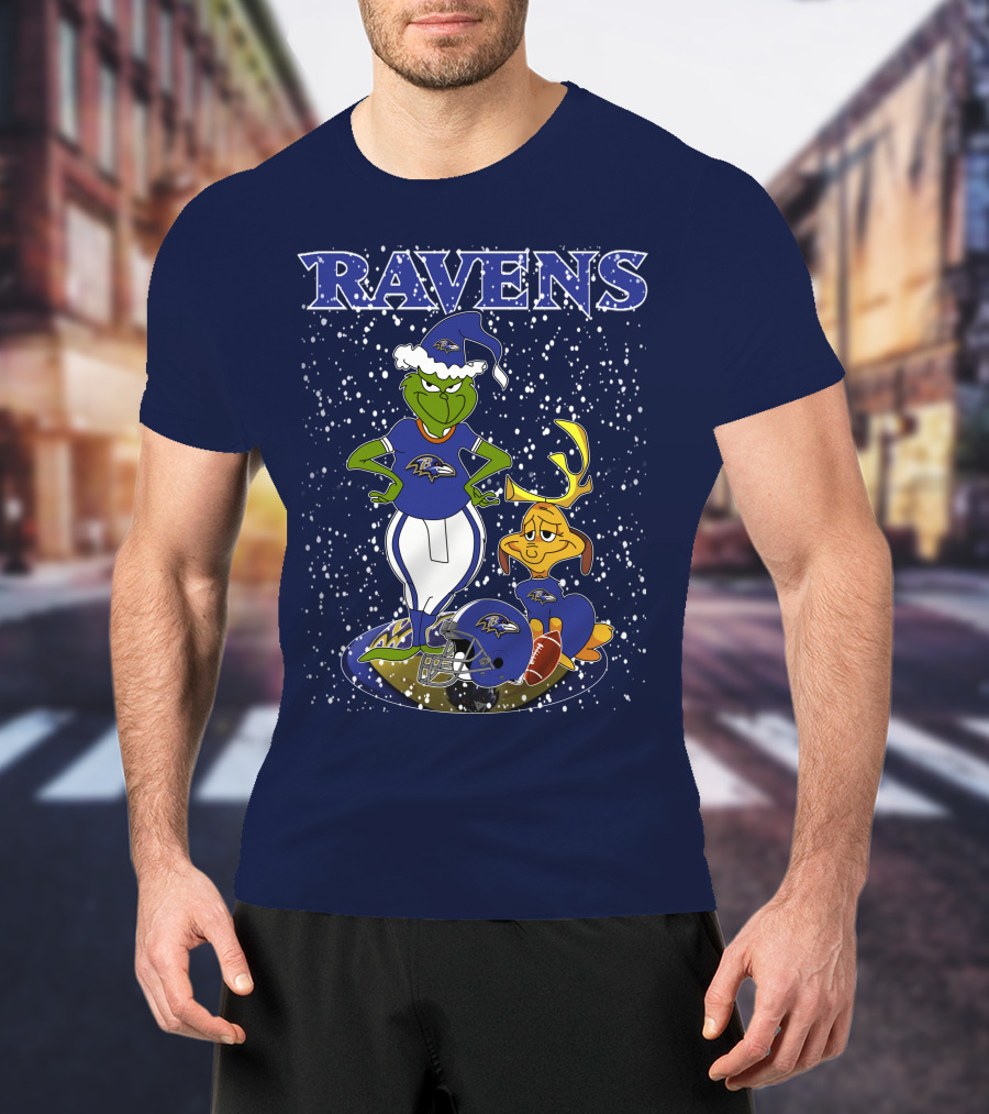 Grinchxmas Baltimore Ravens Football Christmas Ravens T-Shirt