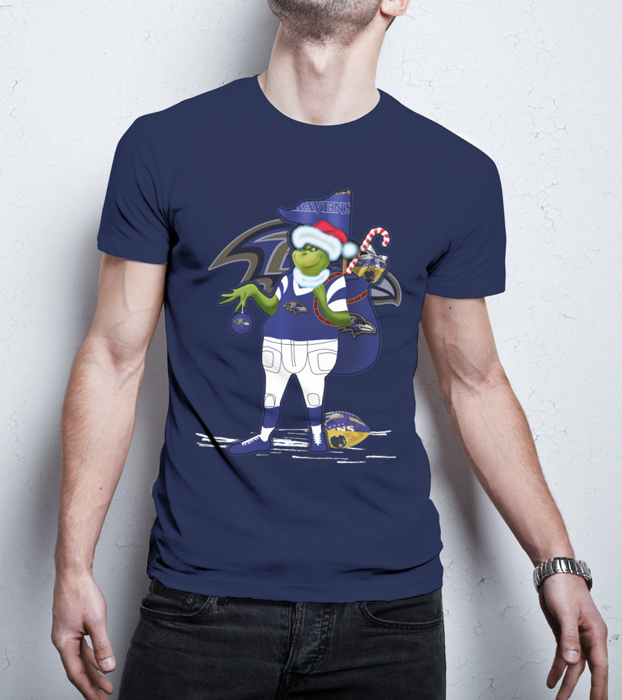 Grinchxmas V1 Baltimore Ravens Dr. Seuss Christmas Football T-Shirt