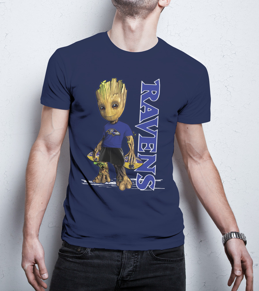 Groot V1 Ravens Nfl Baltimore Team T-Shirt
