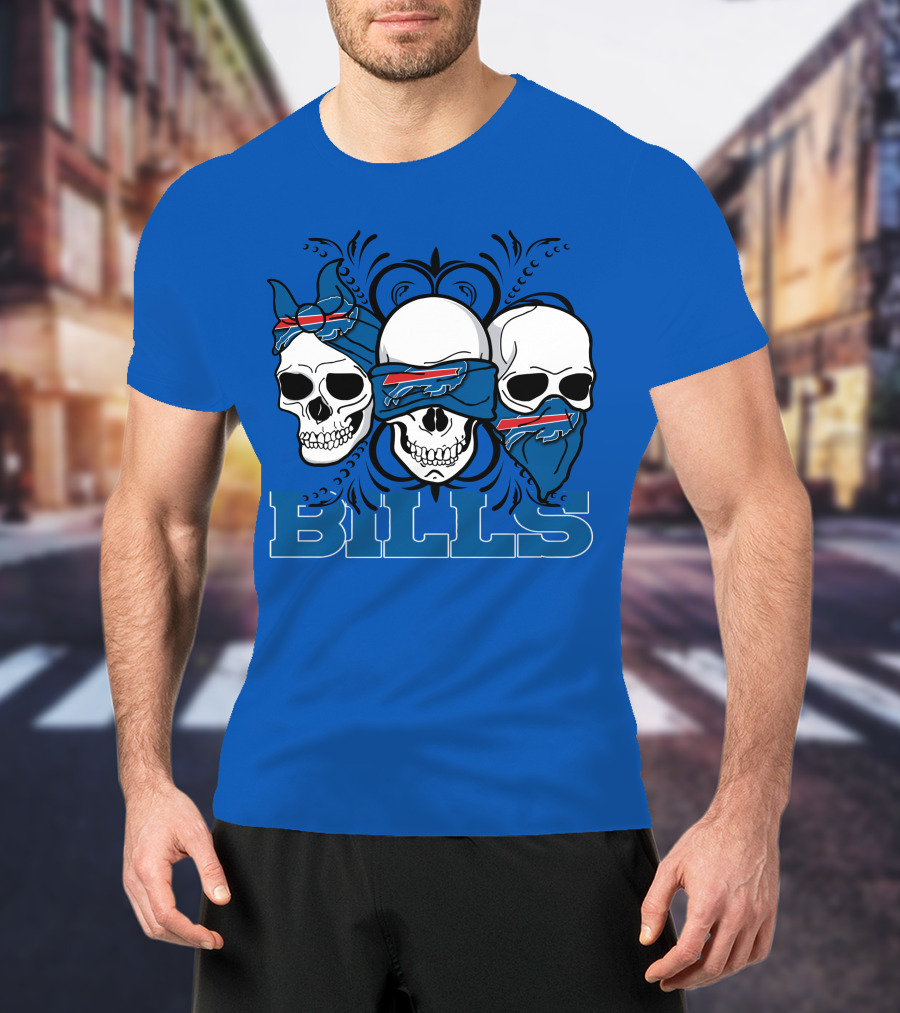 Buffalo Bills Skull Bandana Trio T-Shirt