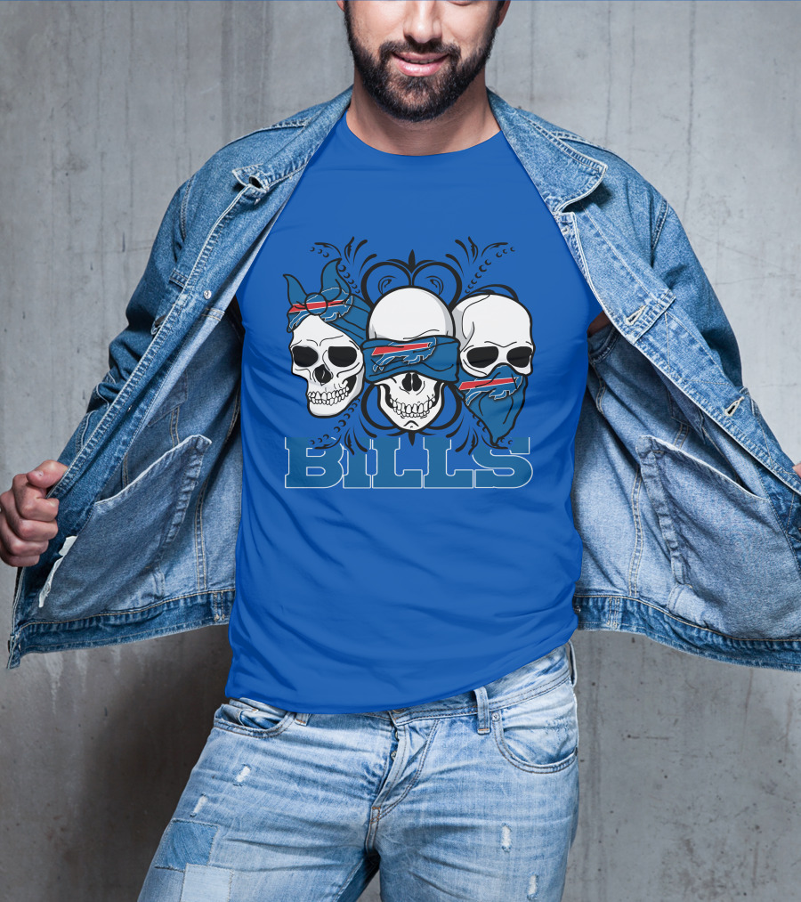 Buffalo Bills Skull Bandana Trio T-Shirt