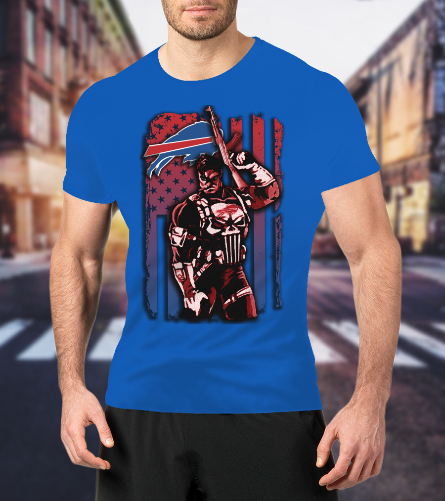 Buffalo Bills Punisher Armed Flag T-Shirt
