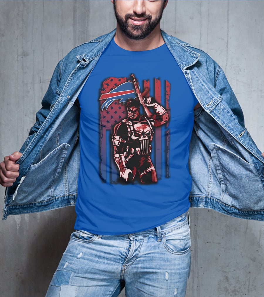 Buffalo Bills Punisher Armed Flag T-Shirt