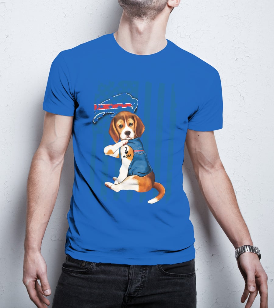 Beagle I Love Mom Buffalo Bills Fan T-Shirt