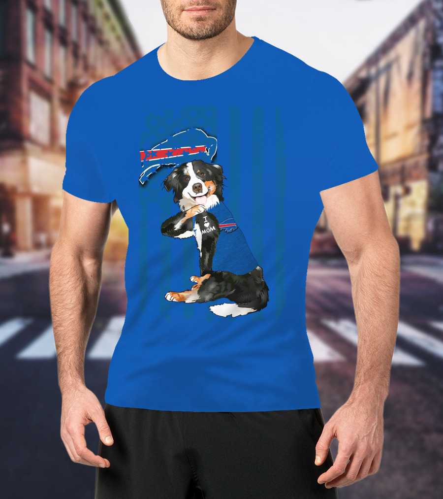 Border Collie I Love Mom Buffalo Bills Fan T-Shirt