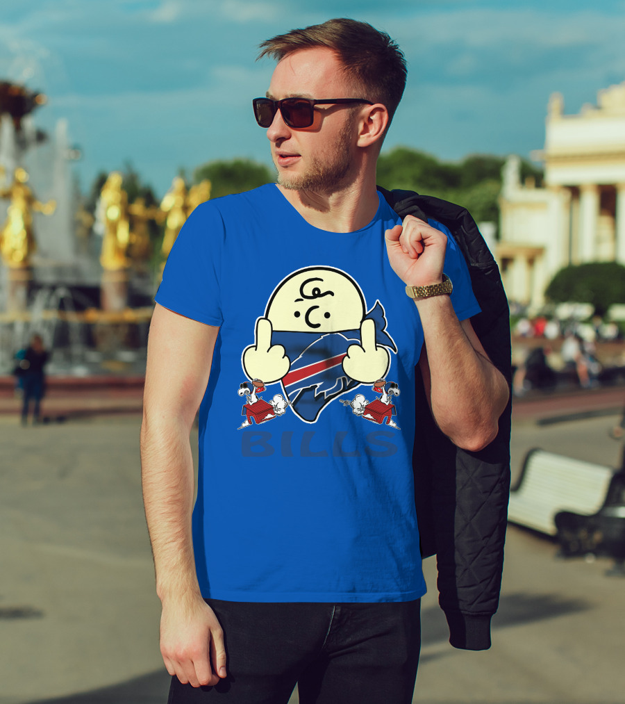 Buffalo Bills Logo With Peanuts Characters T-Shirt
