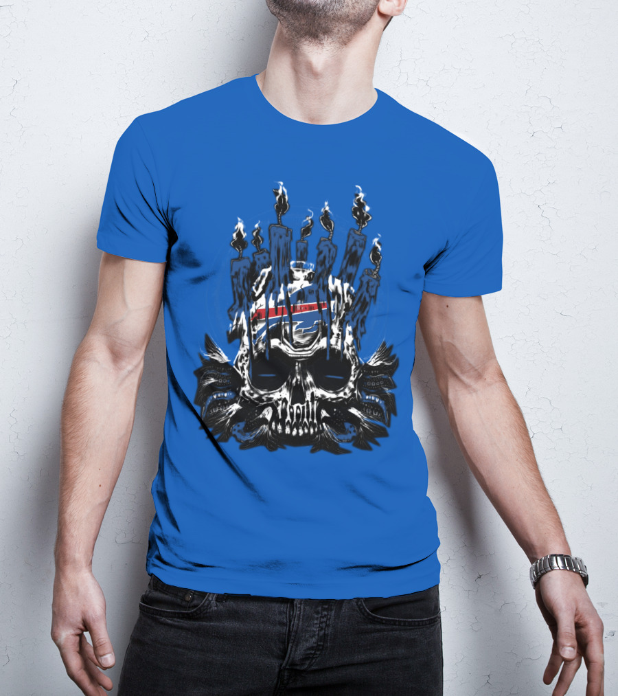 Buffalo Bills 40 Skull Flames Candles Nfl Team T-Shirt