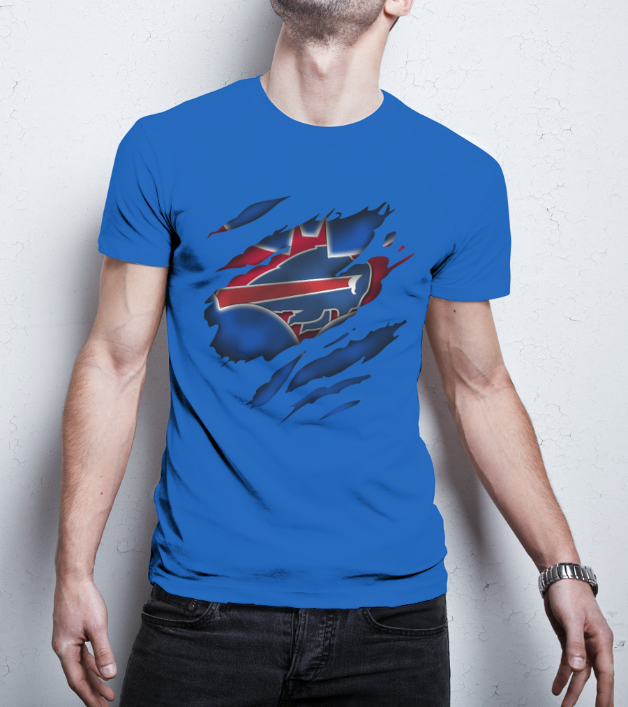 Buffalo Bills Red White Blue Logo Scratch T-Shirt