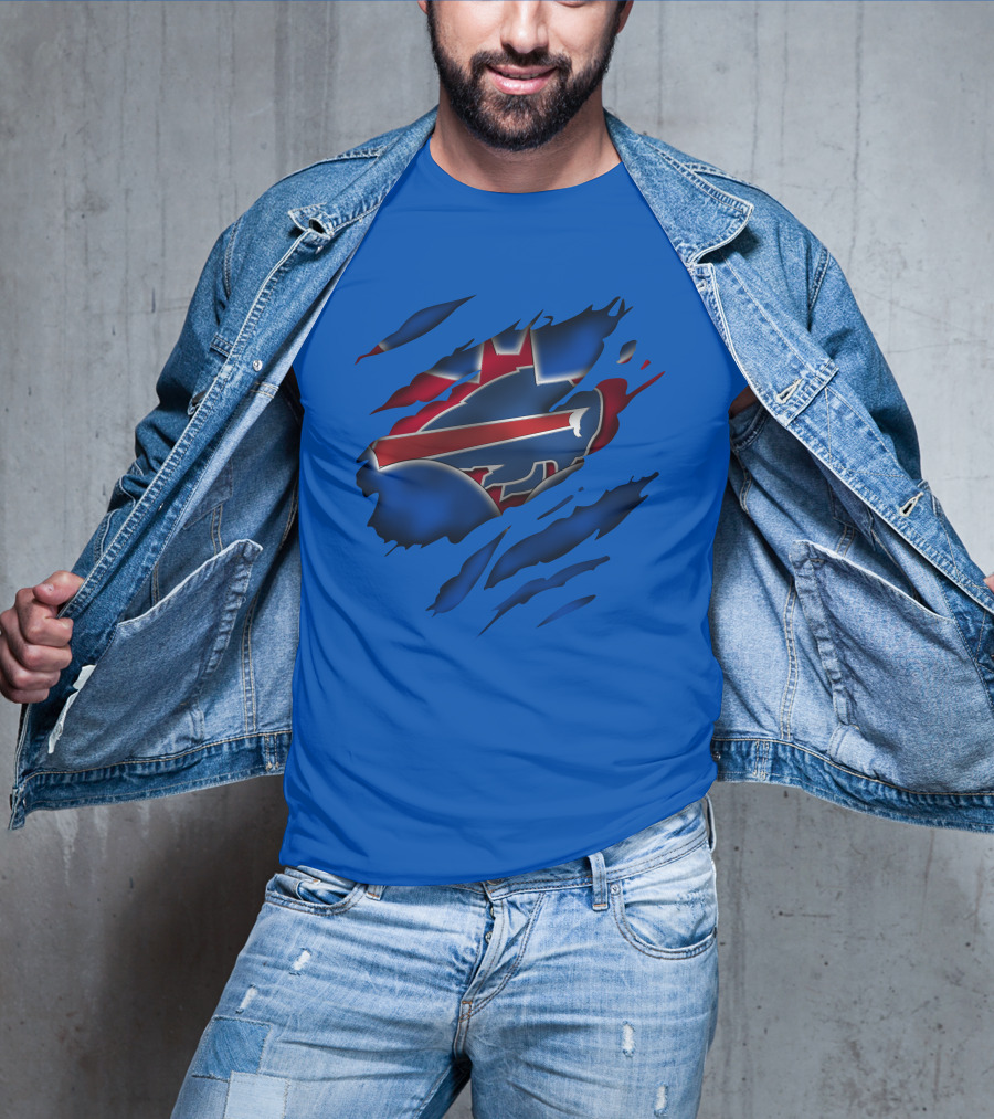 Buffalo Bills Red White Blue Logo Scratch T-Shirt