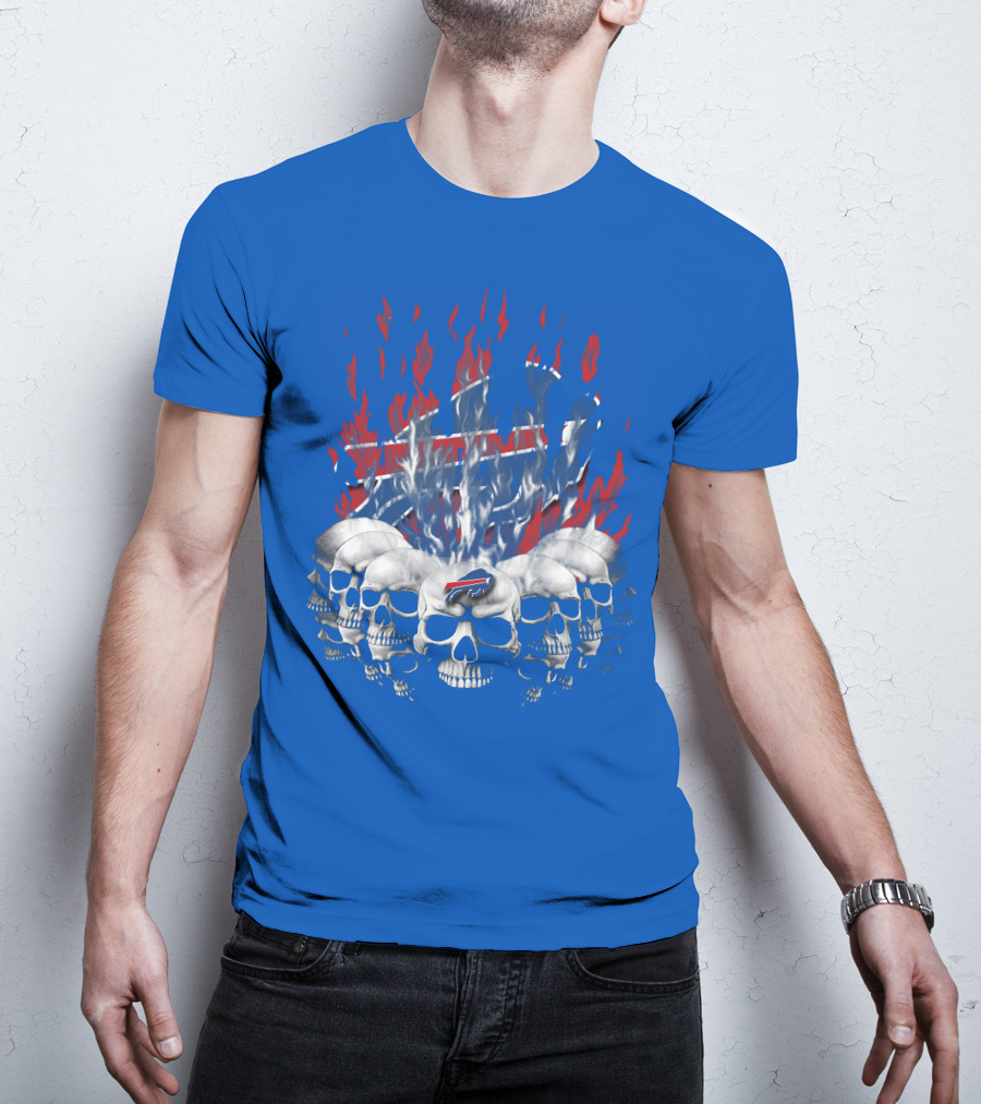 Buffalo Bills Flaming Skulls T-Shirt