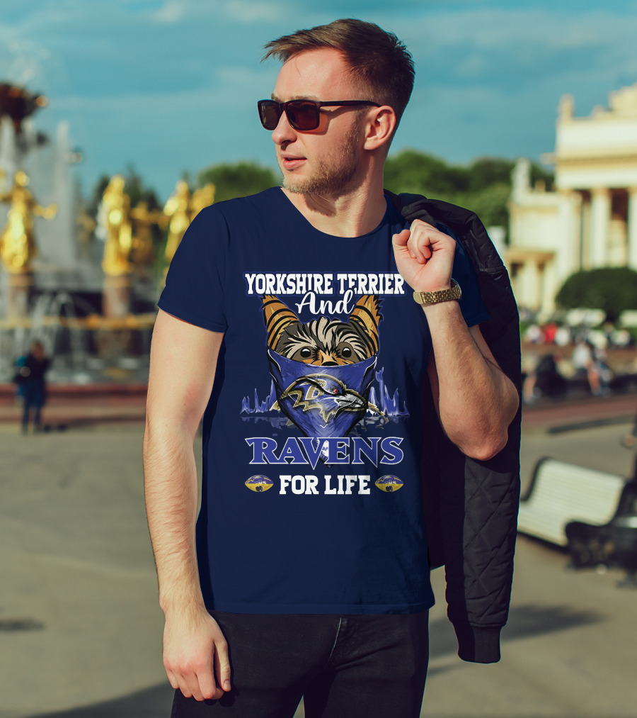Yorkshire Terrier And Ravens For Life T-Shirt