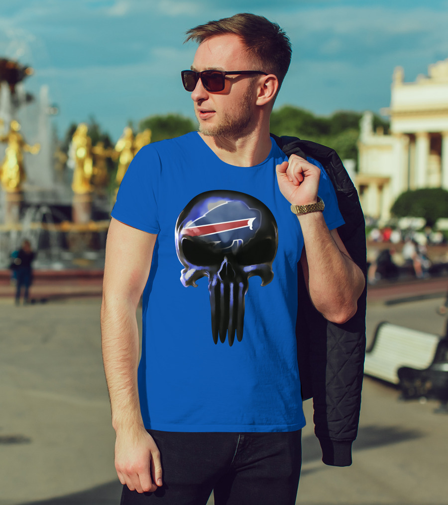 Buffalo Bills Punisher Skull Logo 49ers Crossover T-Shirt