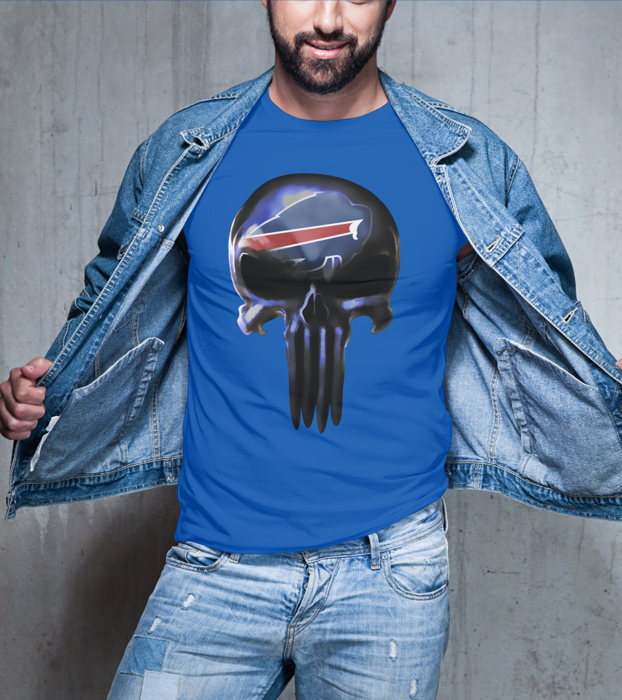 Buffalo Bills Punisher Skull Logo 49ers Crossover T-Shirt
