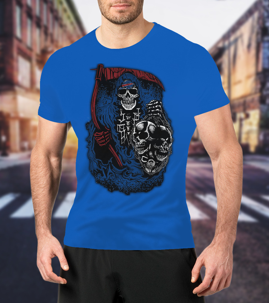 Buffalo Bills 61 Grim Reaper Skeleton Skulls T-Shirt