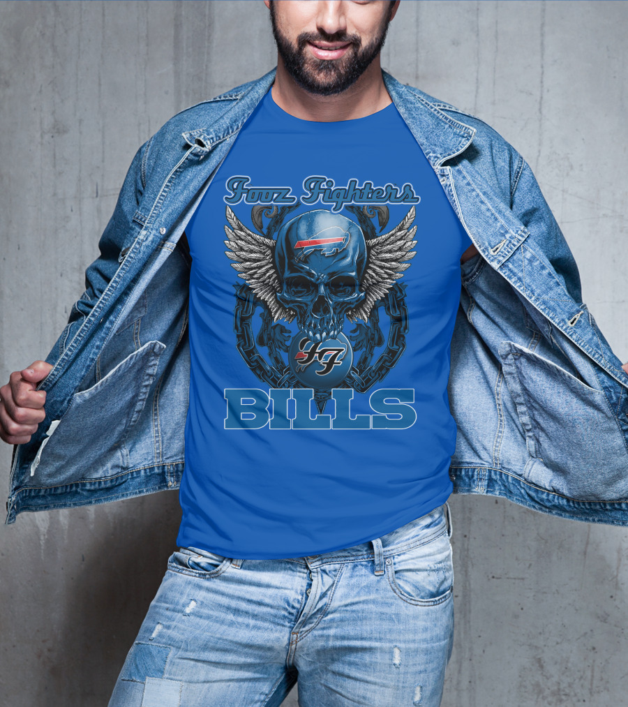 Foo Fighters Buffalo Bills Winged Skull T-Shirt