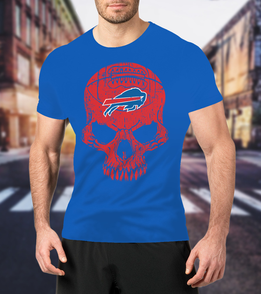 Buffalo Bills Skull Logo Football T-Shirt