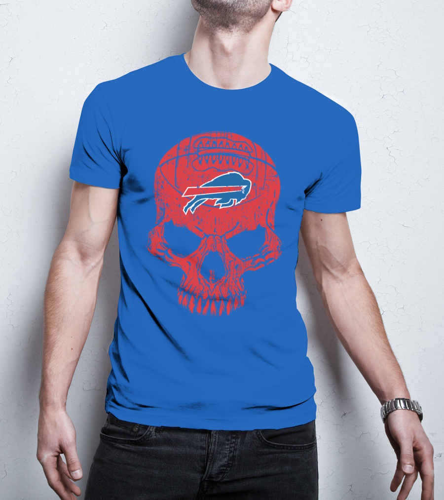 Buffalo Bills Skull Logo Football T-Shirt