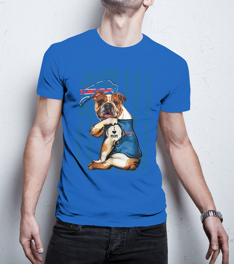 Buffalo Bills Bulldog I Love Mom Heart Nfl Fan T-Shirt