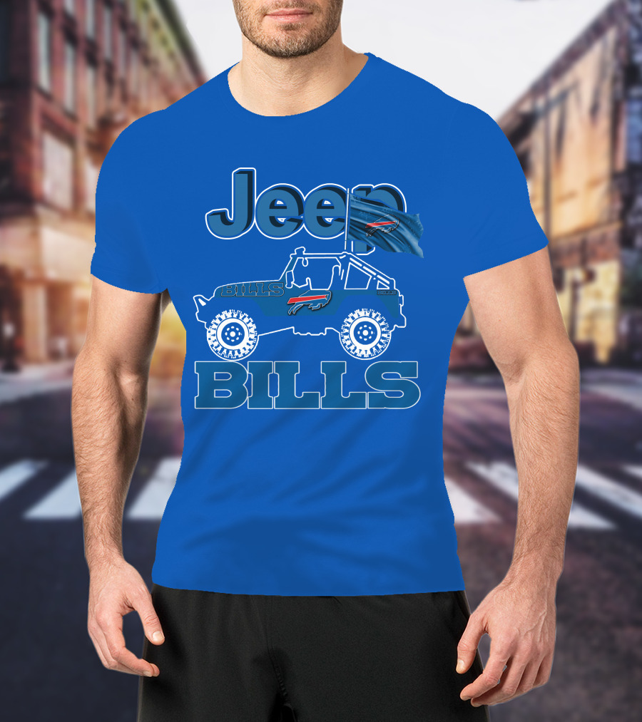 Jeep Bills Buffalo Logo Design With Flag T-Shirt