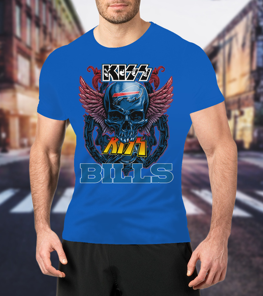 Kiss Bills Buffalo Bills Skull Winged T-Shirt