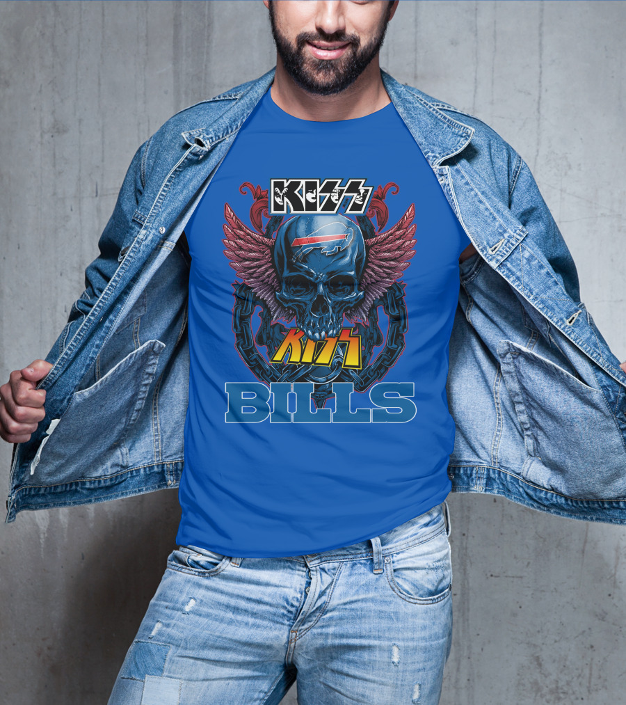 Kiss Bills Buffalo Bills Skull Winged T-Shirt