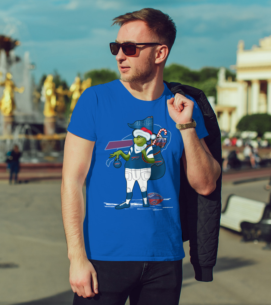 Grinchxmas Buffalo Bills Christmas Santa Football T-Shirt