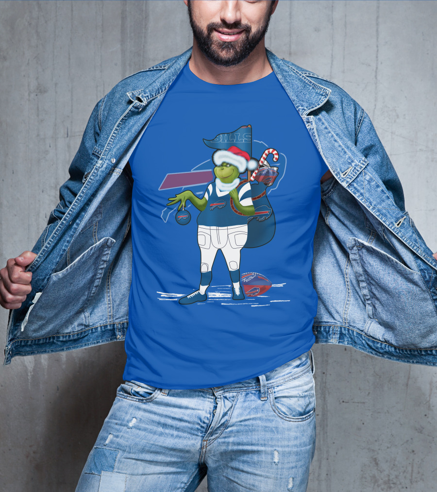 Grinchxmas Buffalo Bills Christmas Santa Football T-Shirt