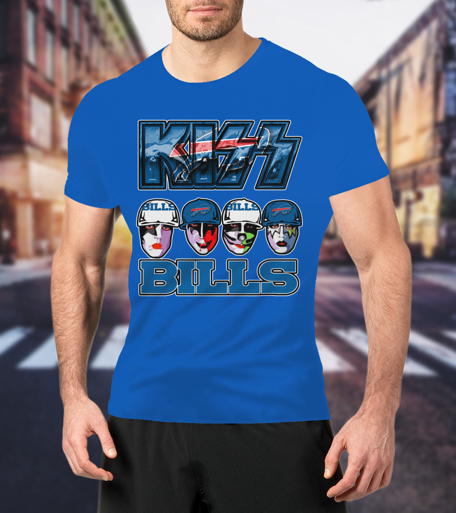 Kiss Buffalo Bills Helmets Face Paint Band Style T-Shirt