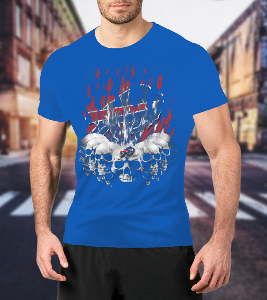 Buffalo Bills Skull Flames 43 Nfl Team T-Shirt