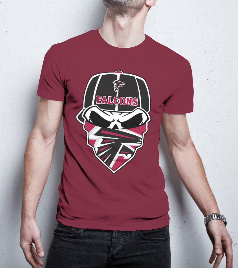 Atlanta Falcons Logo Skull With Hat And Bandana T-Shirt
