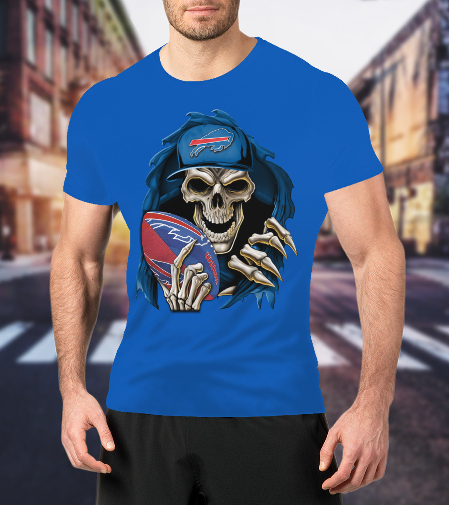 Buffalo Bills Skullbong Skeleton Football T-Shirt