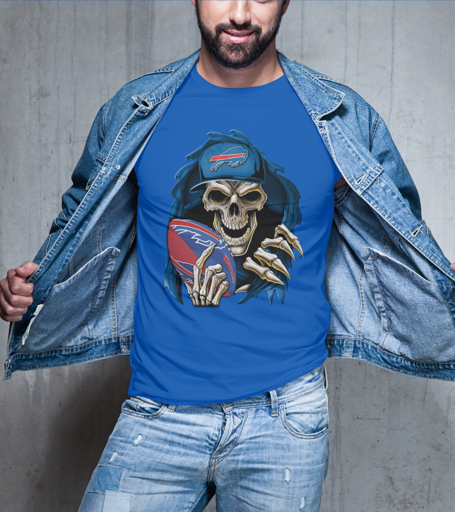 Buffalo Bills Skullbong Skeleton Football T-Shirt